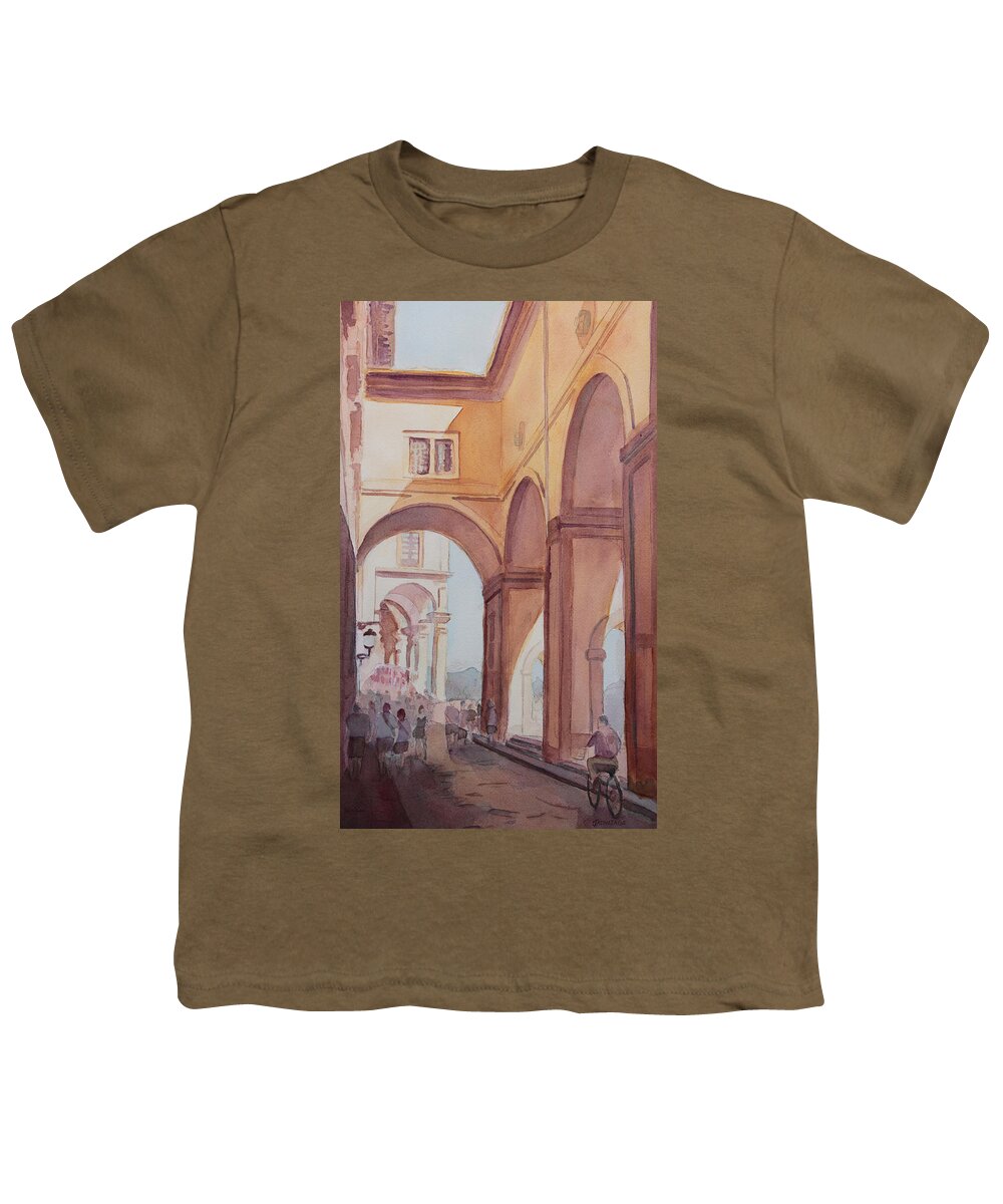 Florence Youth T-Shirt featuring the painting Florence Arcade by Jenny Armitage