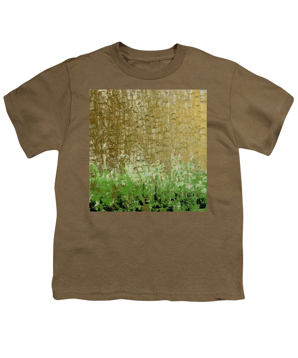 Gold Youth T-Shirt featuring the painting Gold Sky Green Grass by Linda Bailey