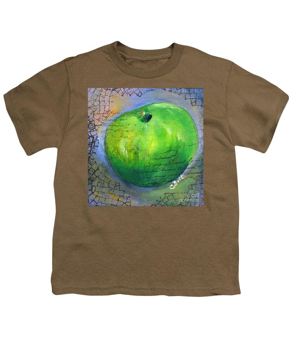 Green Apple Youth T-Shirt featuring the painting Green Apple by Claire Bull