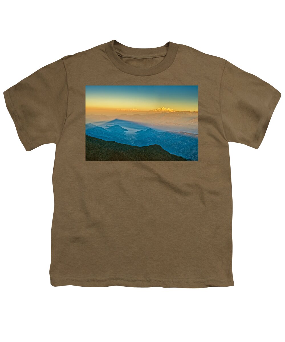 Fog Youth T-Shirt featuring the photograph Himalayan Mountains View from Mt. Shivapuri by U Schade