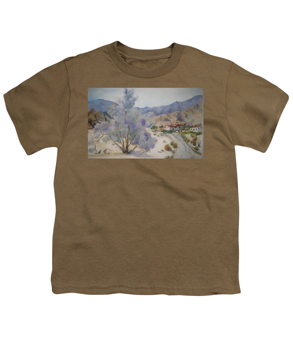Desertscape Youth T-Shirt featuring the painting Historic La Quinta Cove by Maria Hunt
