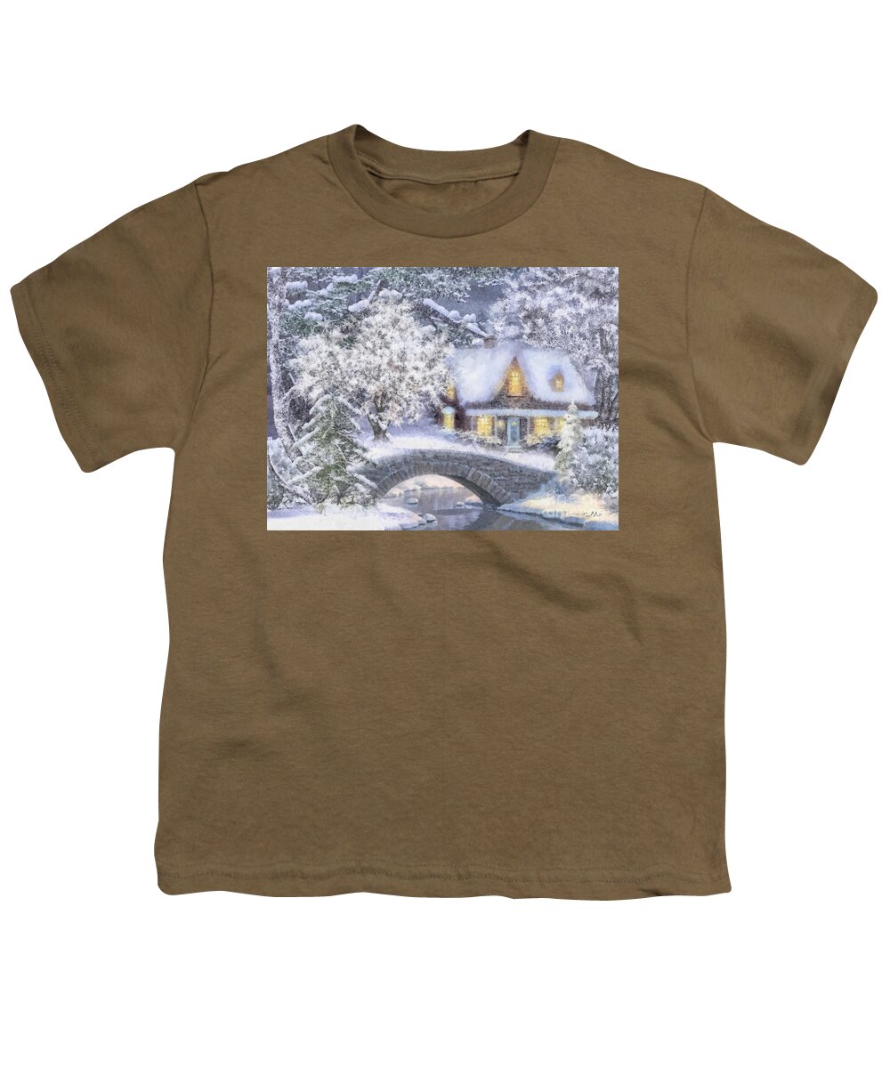 Home For The Holidays Youth T-Shirt featuring the painting Home for the Holidays by Mo T