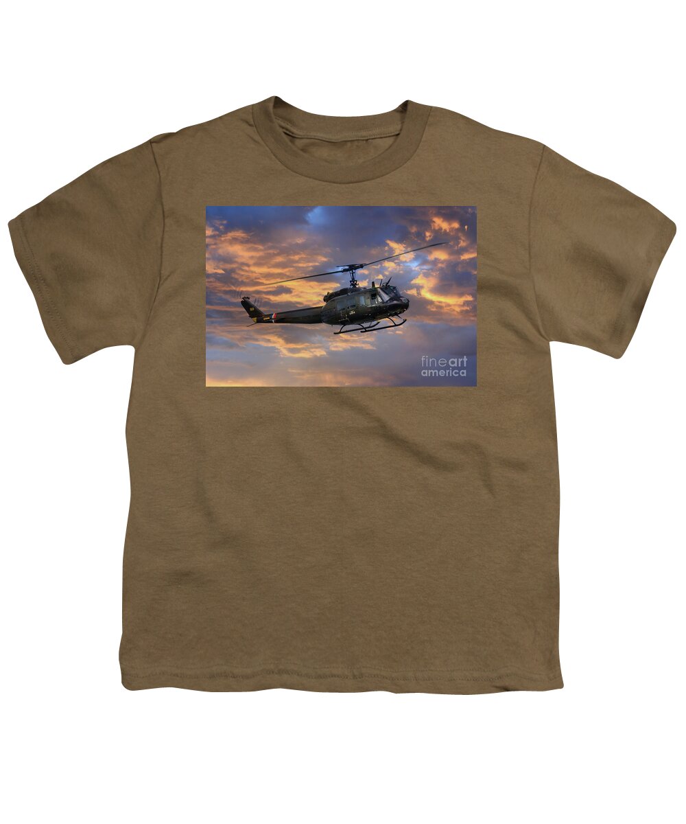 Bell Huey Youth T-Shirt featuring the digital art Huey - Vietnam Workhorse by Airpower Art