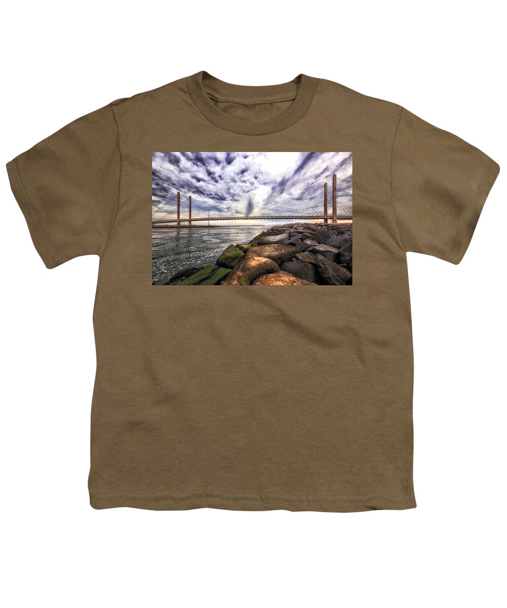 Indian River Bridge Youth T-Shirt featuring the photograph Indian River Bridge Clouds by Bill Swartwout