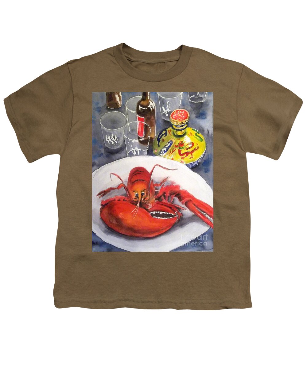 Lobster Youth T-Shirt featuring the painting Kanpai by Yoshiko Mishina