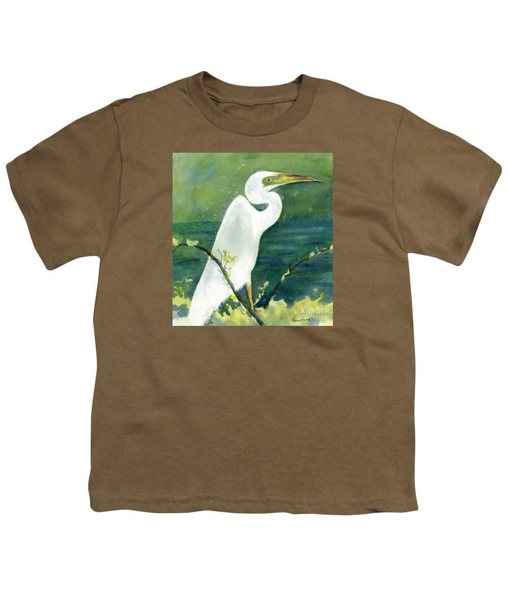 Egret Youth T-Shirt featuring the painting Lady-in-Waiting II by Maria Hunt