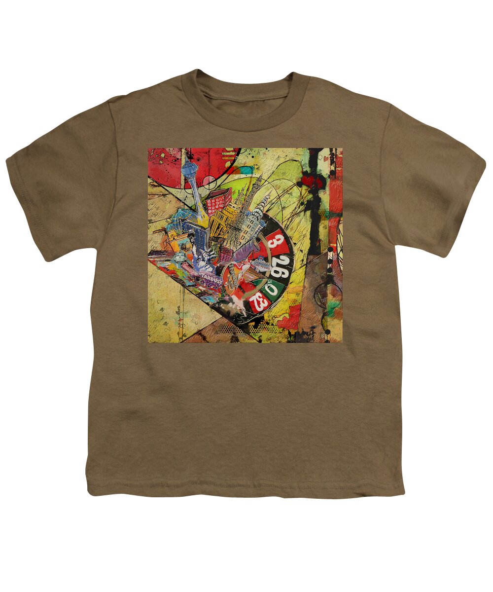 Las Vegas Youth T-Shirt featuring the painting Las Vegas Collage by Corporate Art Task Force