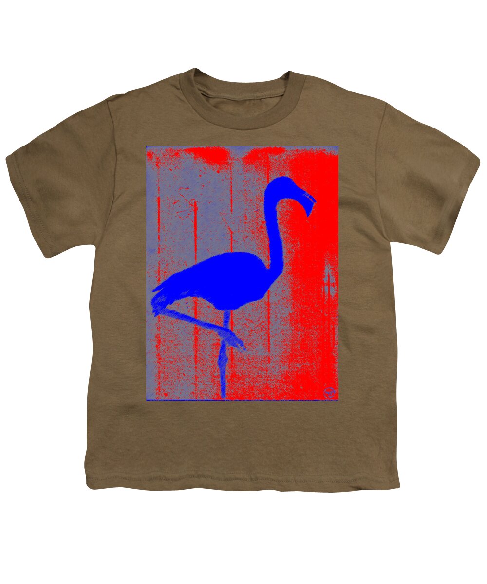 Flamingo Youth T-Shirt featuring the digital art Le Flamant by George Pedro