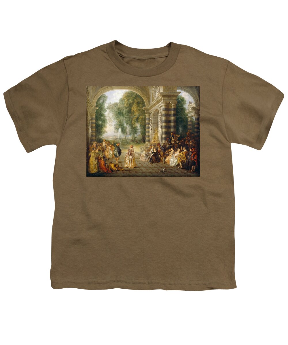 Antoine Watteau Youth T-Shirt featuring the painting Les Plaisirs du Bal by Antoine Watteau