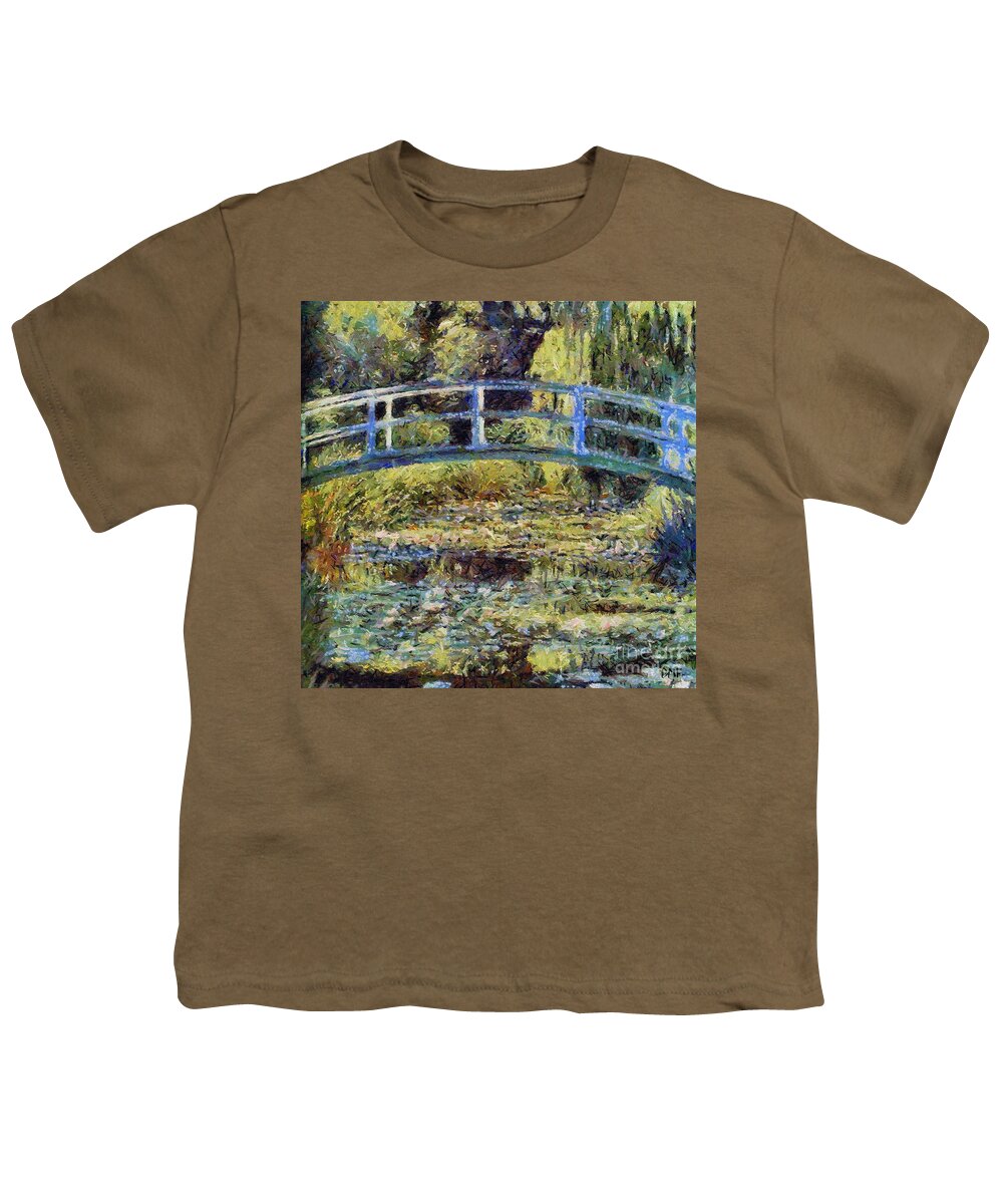 Landscapes Youth T-Shirt featuring the painting Monet's Bridge by Dragica Micki Fortuna
