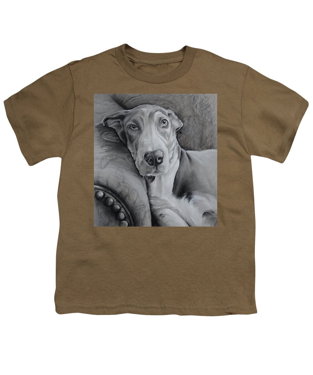 Puppy Youth T-Shirt featuring the drawing Oakley by Jean Cormier