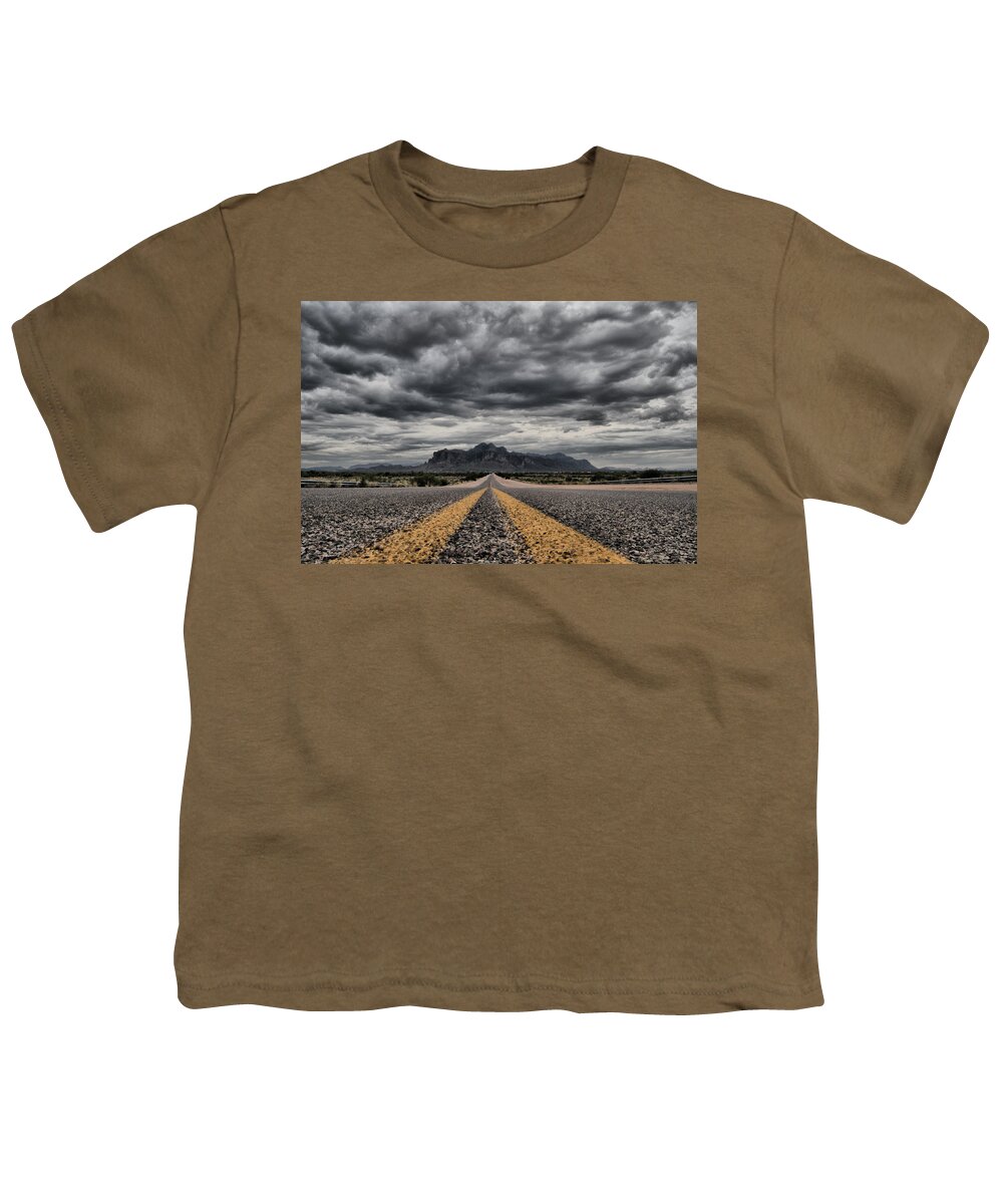 Superstitionmountain Youth T-Shirt featuring the photograph On The Road Again by Tam Ryan