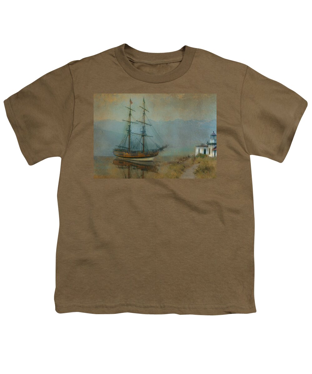 Ship Youth T-Shirt featuring the photograph On the Water by Jeff Burgess