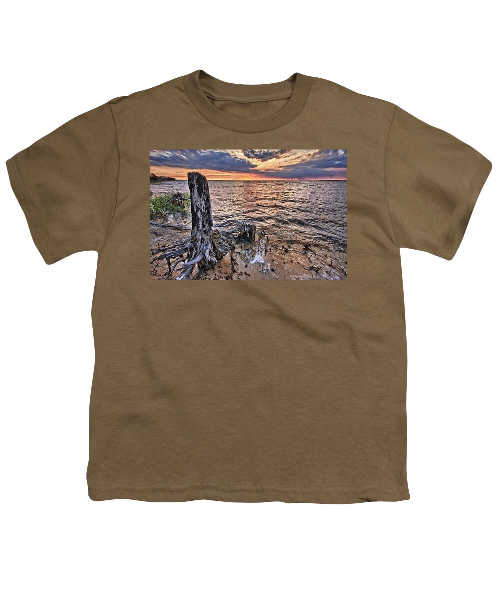Alabama Youth T-Shirt featuring the digital art Oyster Bay Stump Sunset by Michael Thomas