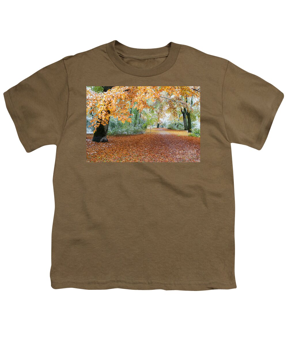 Autumn Youth T-Shirt featuring the photograph Path Trough The Fall by Hannes Cmarits