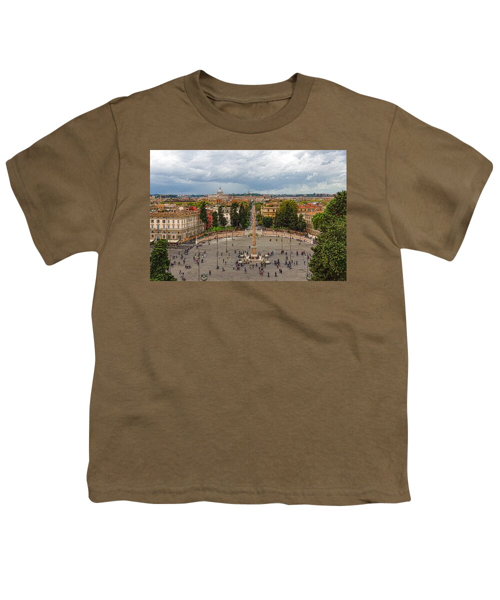 Georgia Mizuleva Youth T-Shirt featuring the digital art Piazza del Popolo - Impressions of Rome by Georgia Mizuleva
