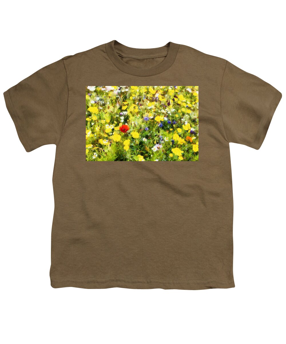 Poppy Youth T-Shirt featuring the photograph Poppy in wildflowers by Nigel R Bell