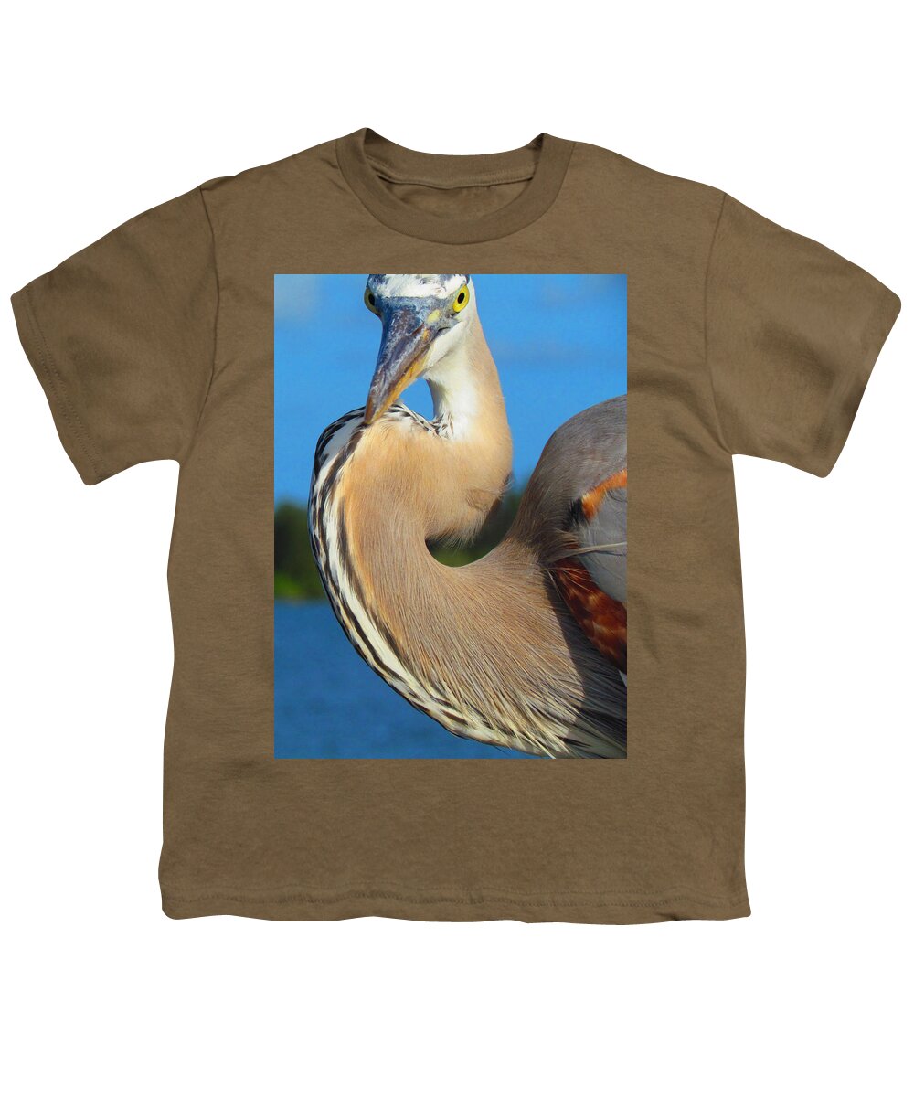 Florida Youth T-Shirt featuring the photograph Portrait of a Great Blue Heron by Carol Montoya