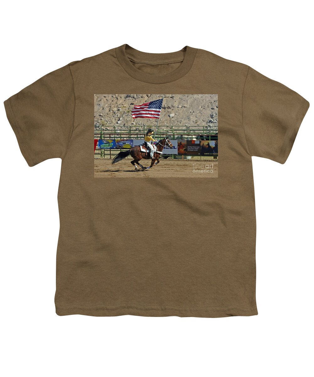Rodeo Youth T-Shirt featuring the photograph Presenting the Colors by Bob Hislop