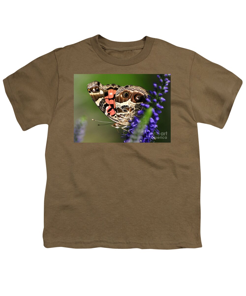 Butterflies Youth T-Shirt featuring the photograph Pretty Painted Lady by Kathy Baccari