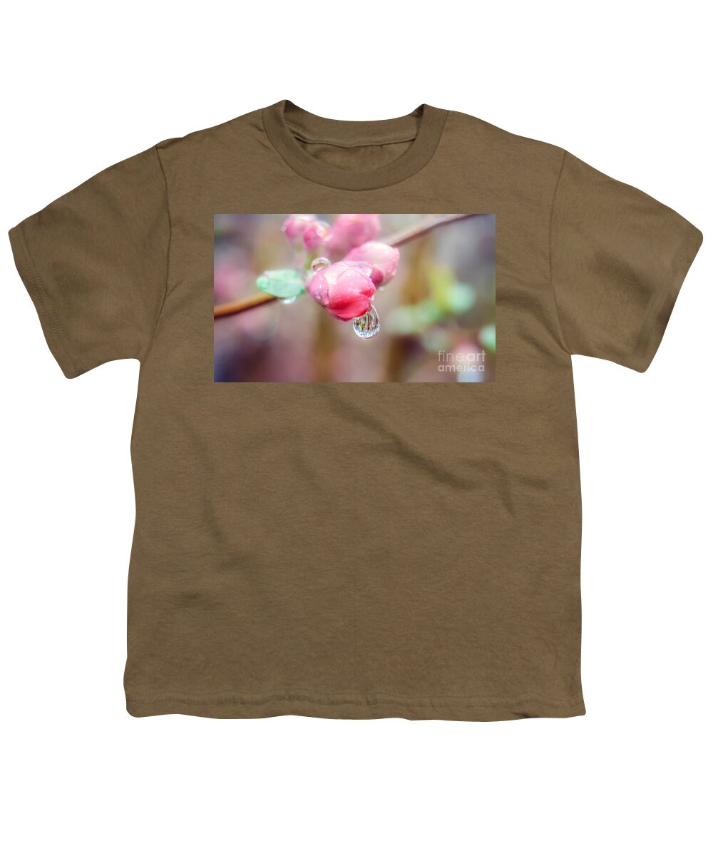  Water Drop On Flower Youth T-Shirt featuring the photograph Raindrops on Pink Beauty by Peggy Franz