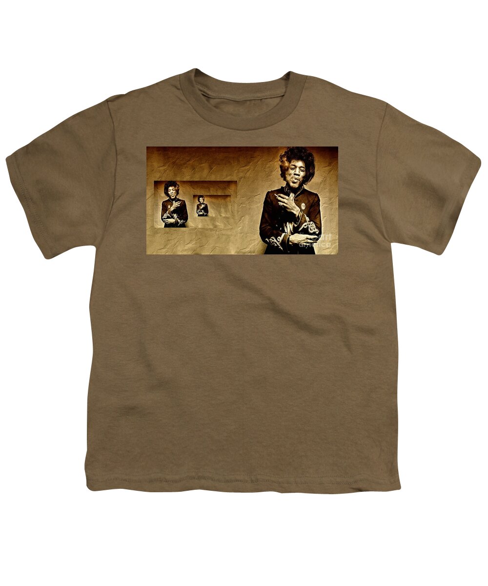 Jimi Hendrix Youth T-Shirt featuring the photograph Reflecting on Jimi Hendrix by Andrea Kollo