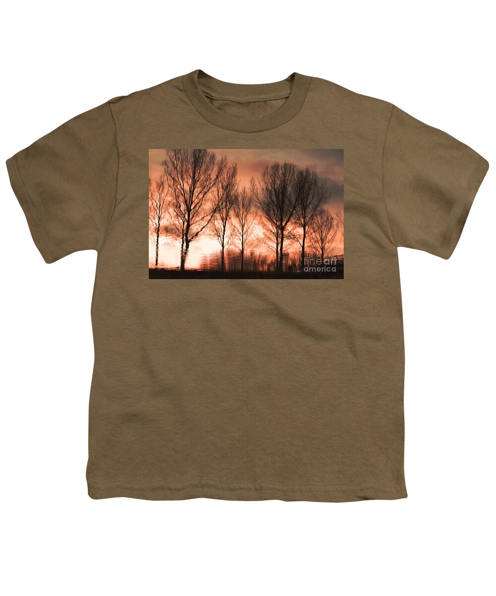 Landscape Youth T-Shirt featuring the photograph Reflection in red by Adriana Zoon