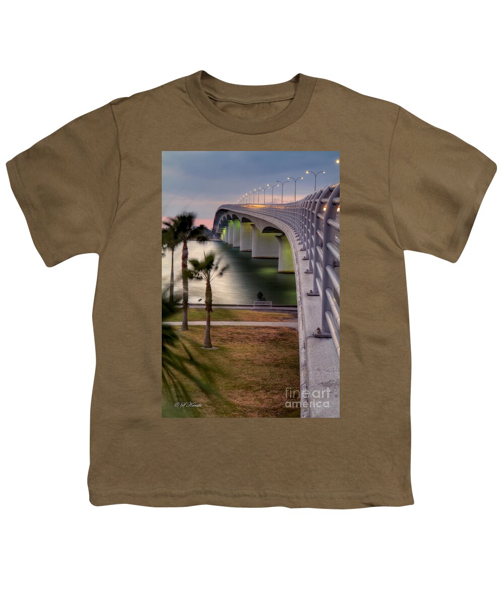 Fl Youth T-Shirt featuring the photograph Ringling Causeway Bridge Overlook by Sue Karski