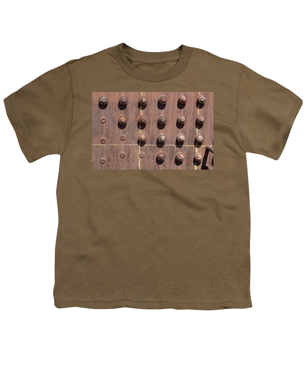 Chama Youth T-Shirt featuring the photograph Chama -rivets on steam engine boiler by Steven Ralser