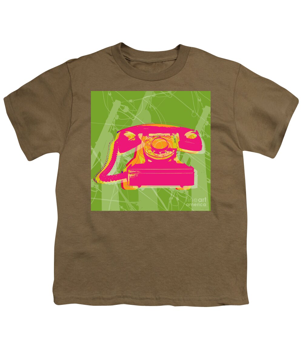 Pop Art Youth T-Shirt featuring the digital art Rotary phone by Jean luc Comperat