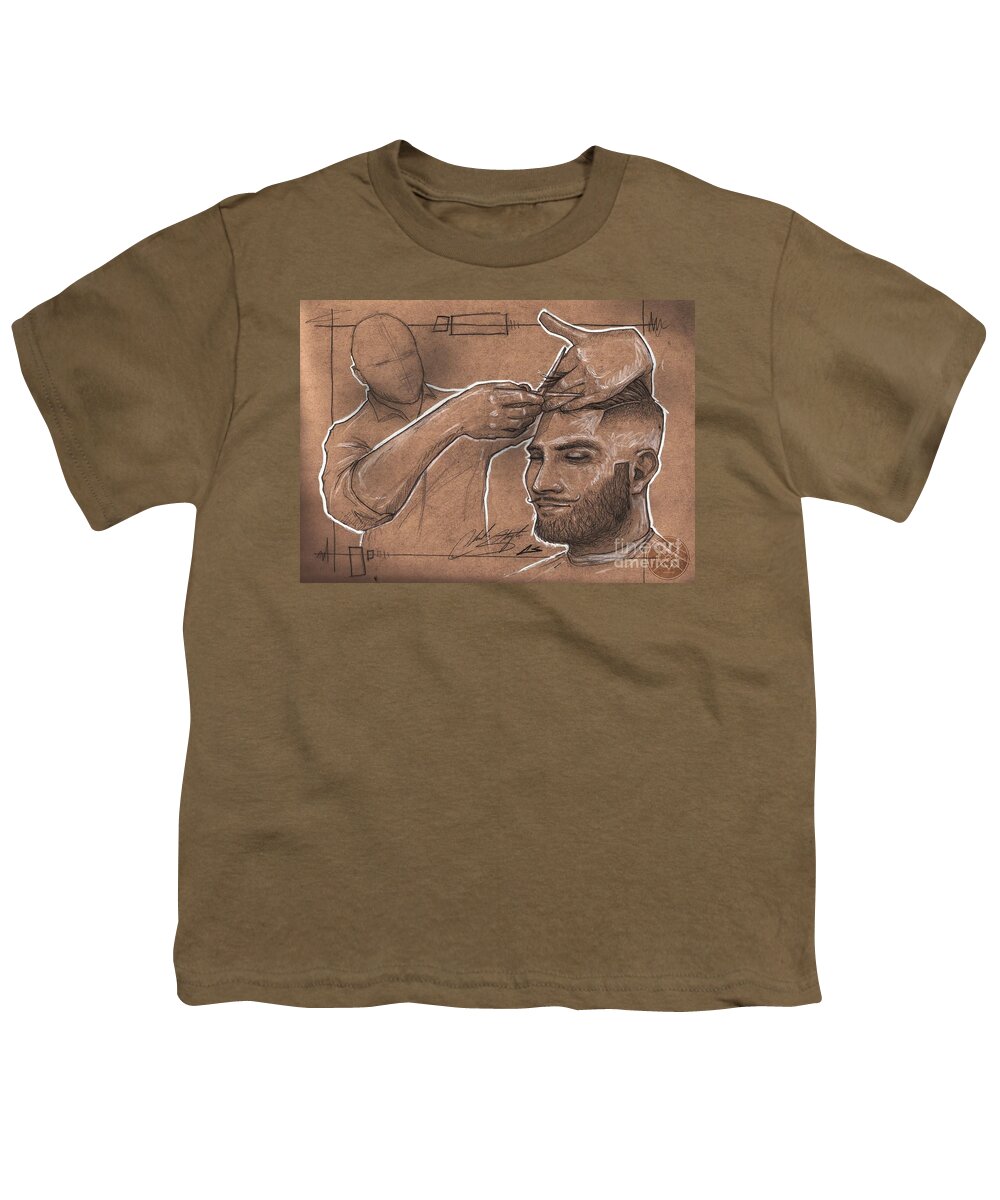 Comb Over Youth T-Shirt featuring the drawing Rugged Shears by Shop Aethetiks
