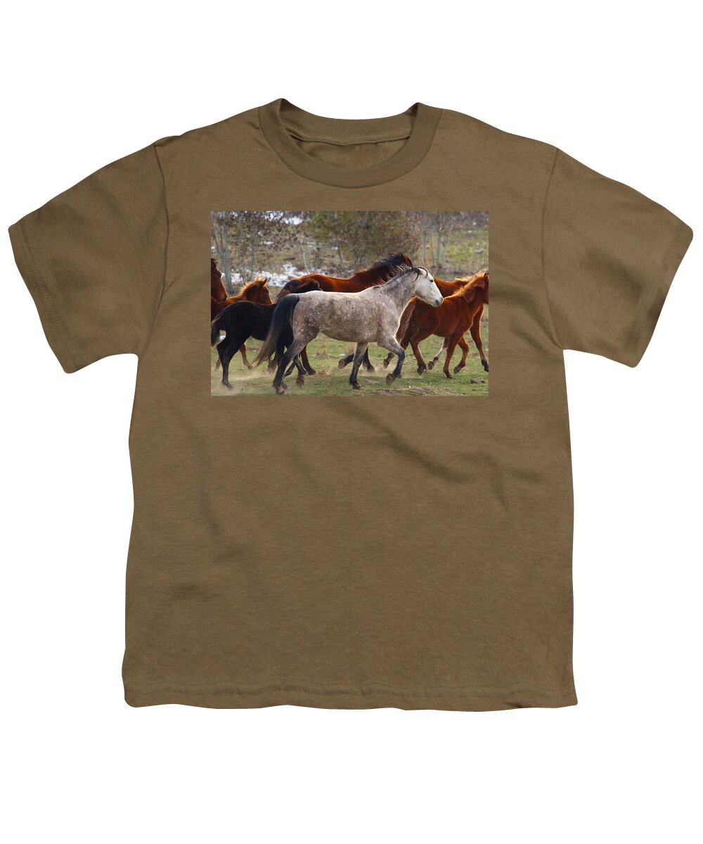 Wild Horses Youth T-Shirt featuring the photograph Running wild by Lynn Hopwood