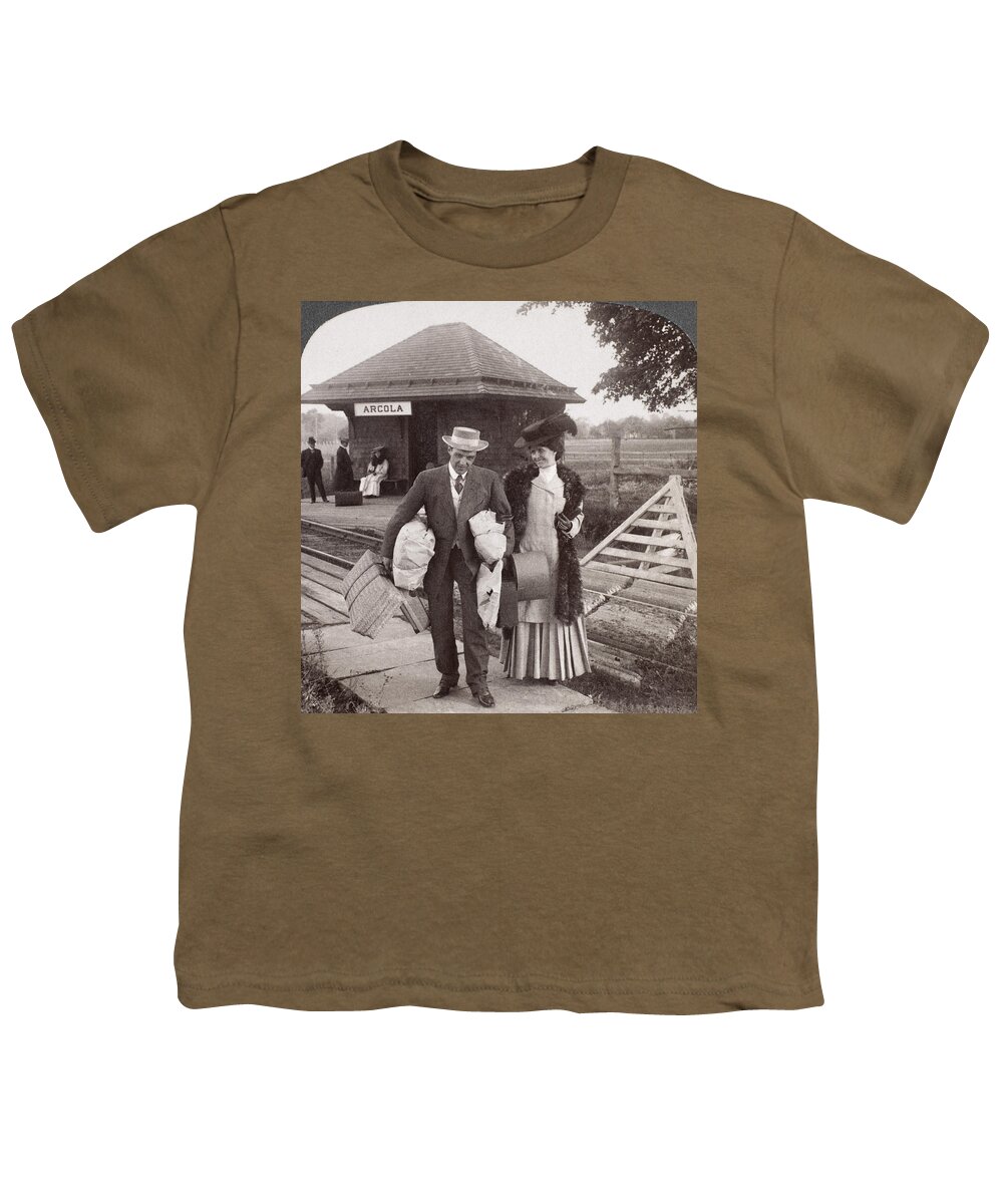 1907 Youth T-Shirt featuring the photograph Rural Station, 1907 by Granger