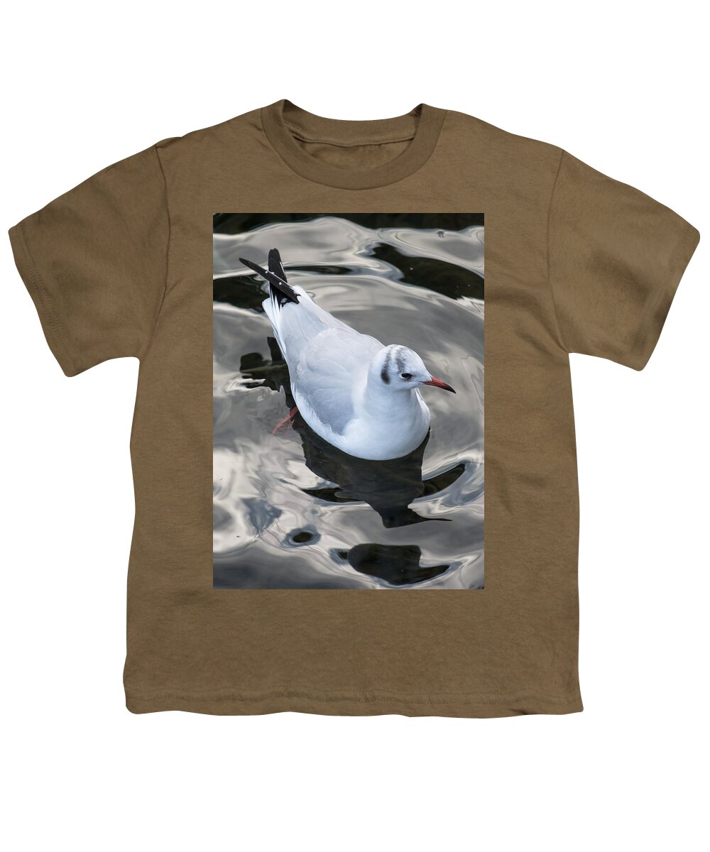 Seagull Youth T-Shirt featuring the photograph Seagull And Water Reflections by Andreas Berthold