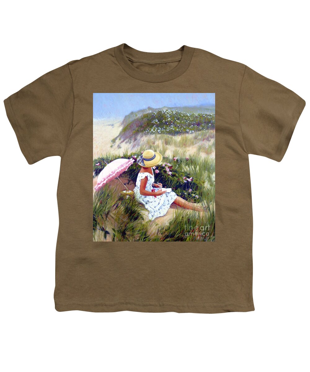 Fair Woman Youth T-Shirt featuring the painting Sketching Vineyard Dunes by Candace Lovely