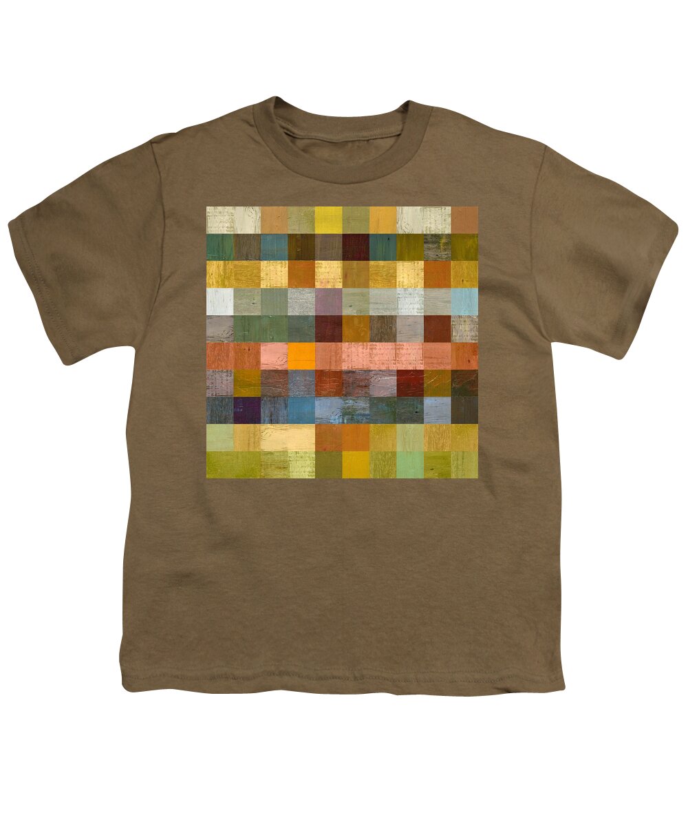 Abstract Youth T-Shirt featuring the painting Soft Palette Rustic Wood Series lV by Michelle Calkins