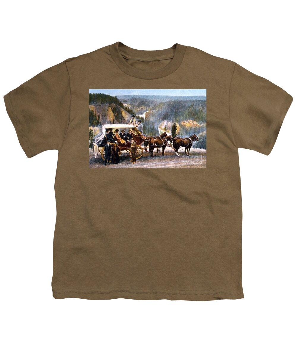 History Youth T-Shirt featuring the photograph Stagecoach Near Upper Falls by NPS Photo Frank J Haynes