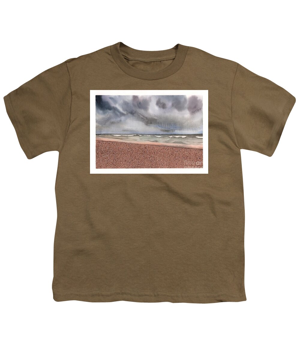 Beach Youth T-Shirt featuring the painting Stinson Beach by Hilda Wagner