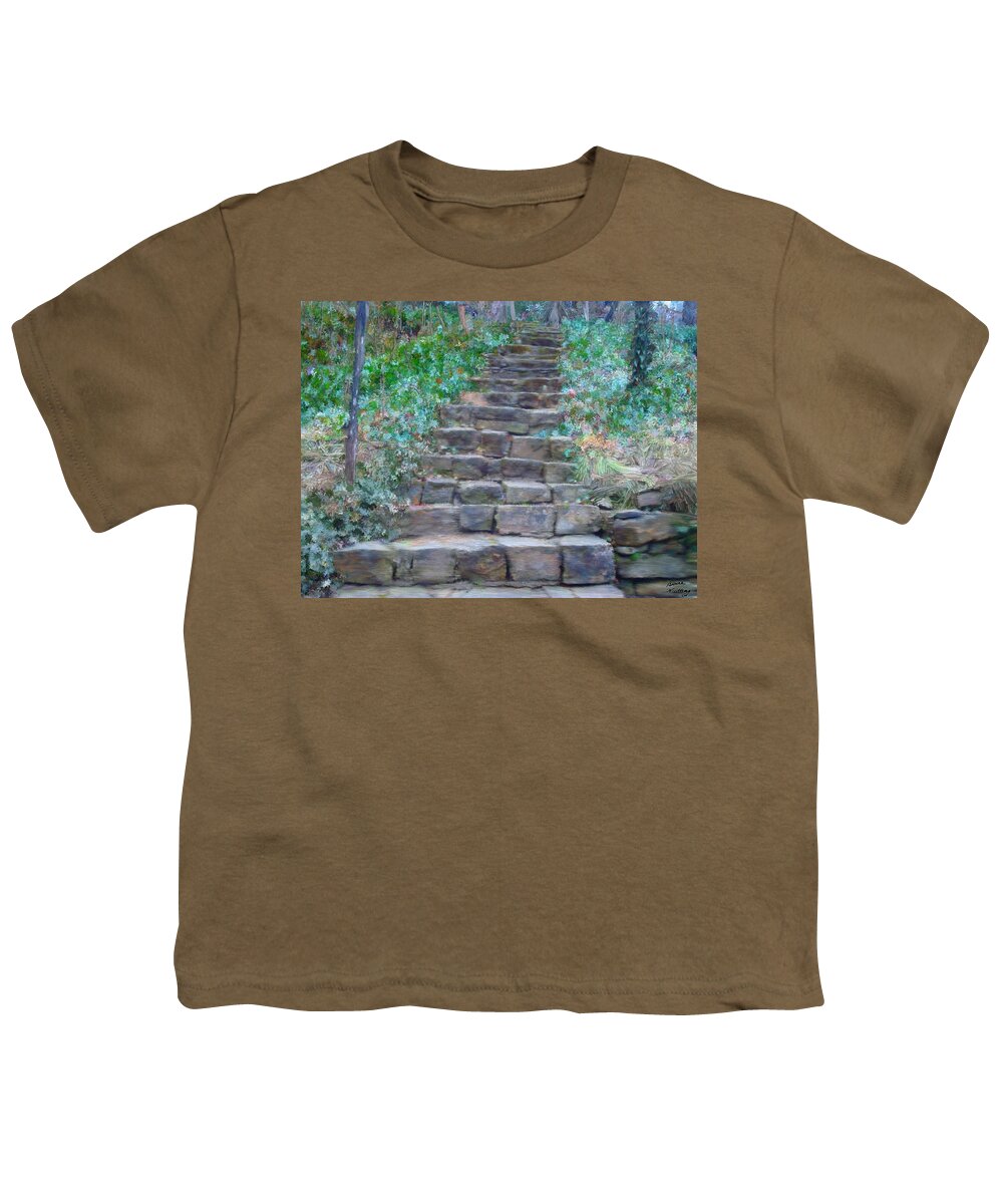 Stairs Youth T-Shirt featuring the painting Stone Stairs in the Park by Bruce Nutting