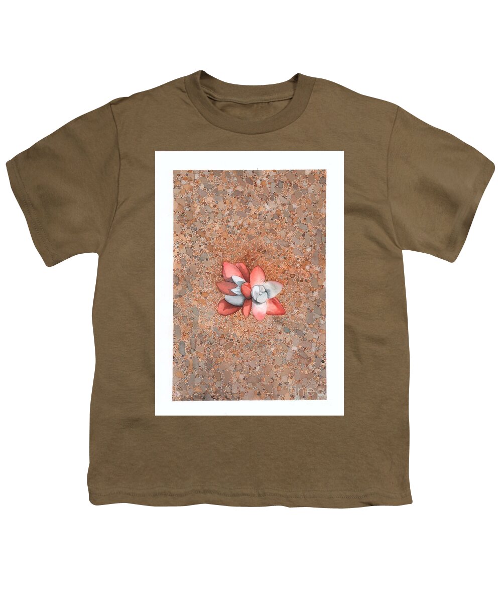 Landscape Youth T-Shirt featuring the painting Succulent on the beach by Hilda Wagner