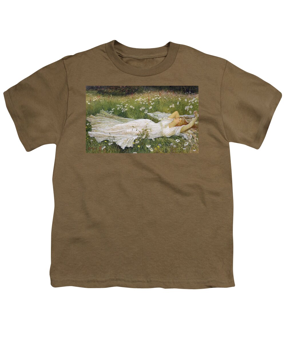 Pre-raphaelite Youth T-Shirt featuring the drawing Summer, 1895 by Walter Crane