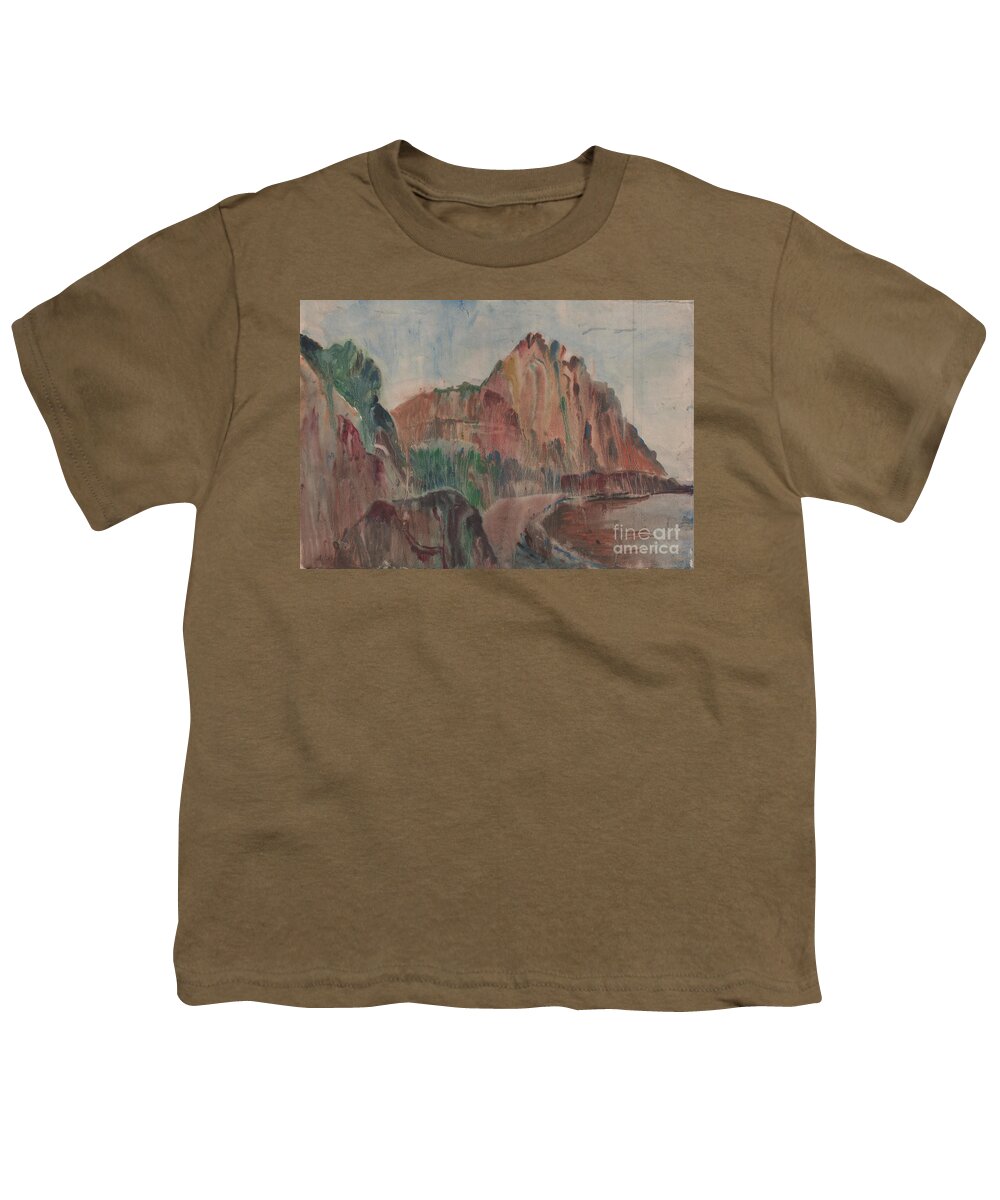 Watercolor Youth T-Shirt featuring the painting Summer Bay by Anna Lobovikov-Katz