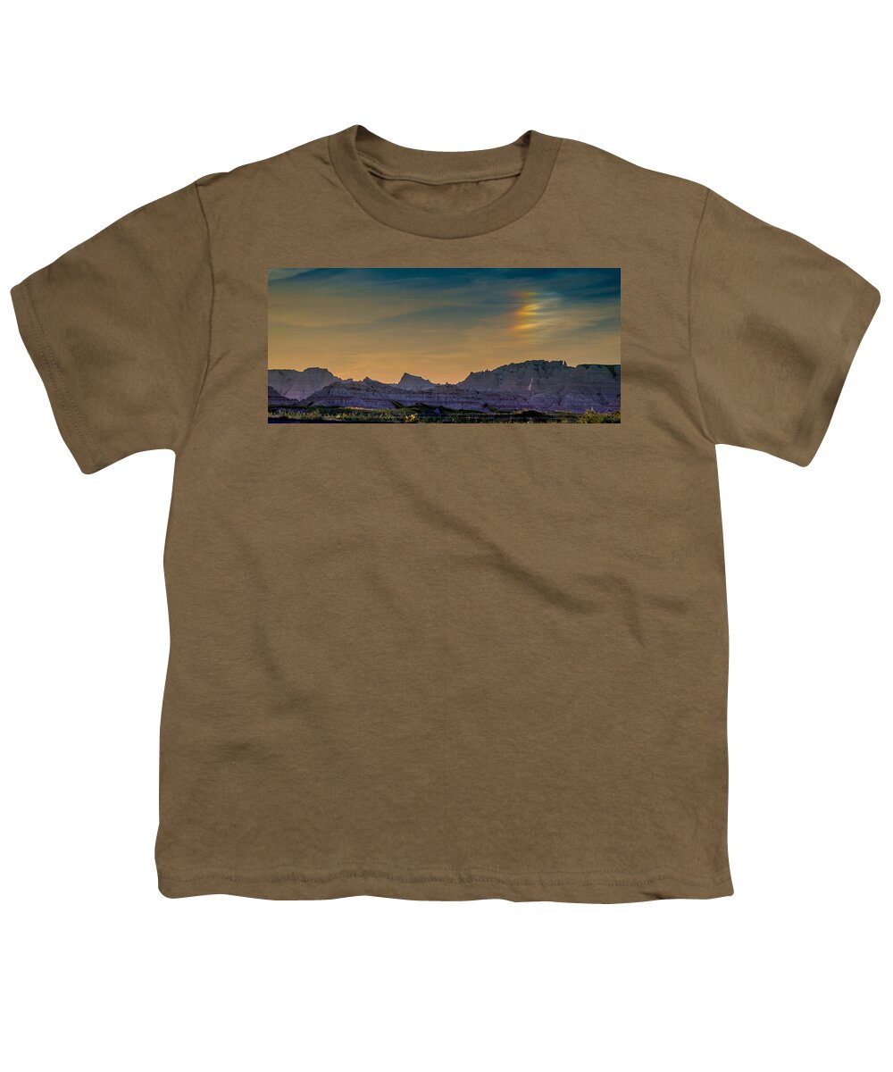 Dakota Youth T-Shirt featuring the photograph Sunset Sundogs at the Badlands by Greni Graph