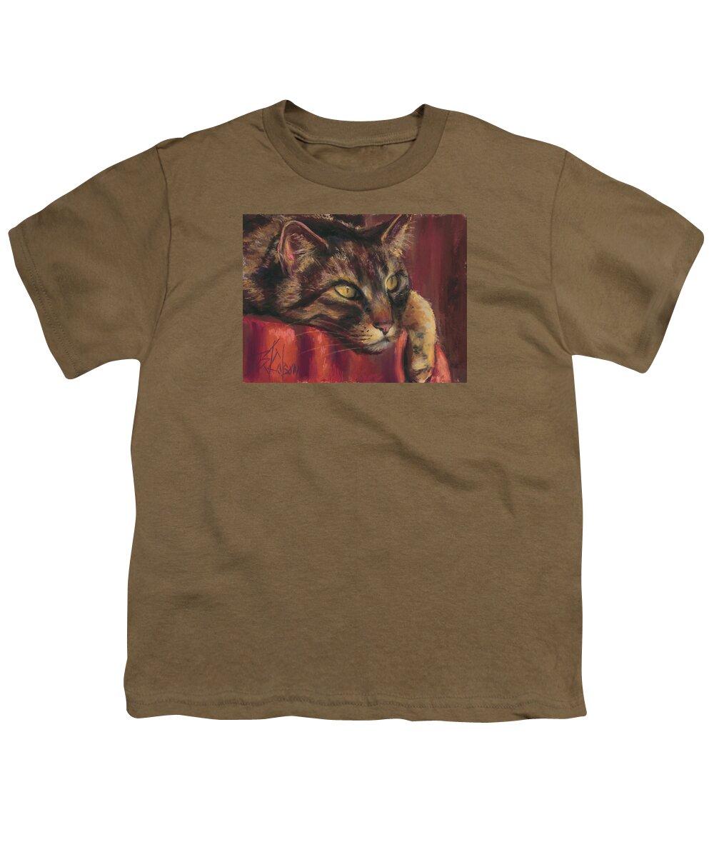 Tabby Cat Youth T-Shirt featuring the painting Tabby Nap by Billie Colson