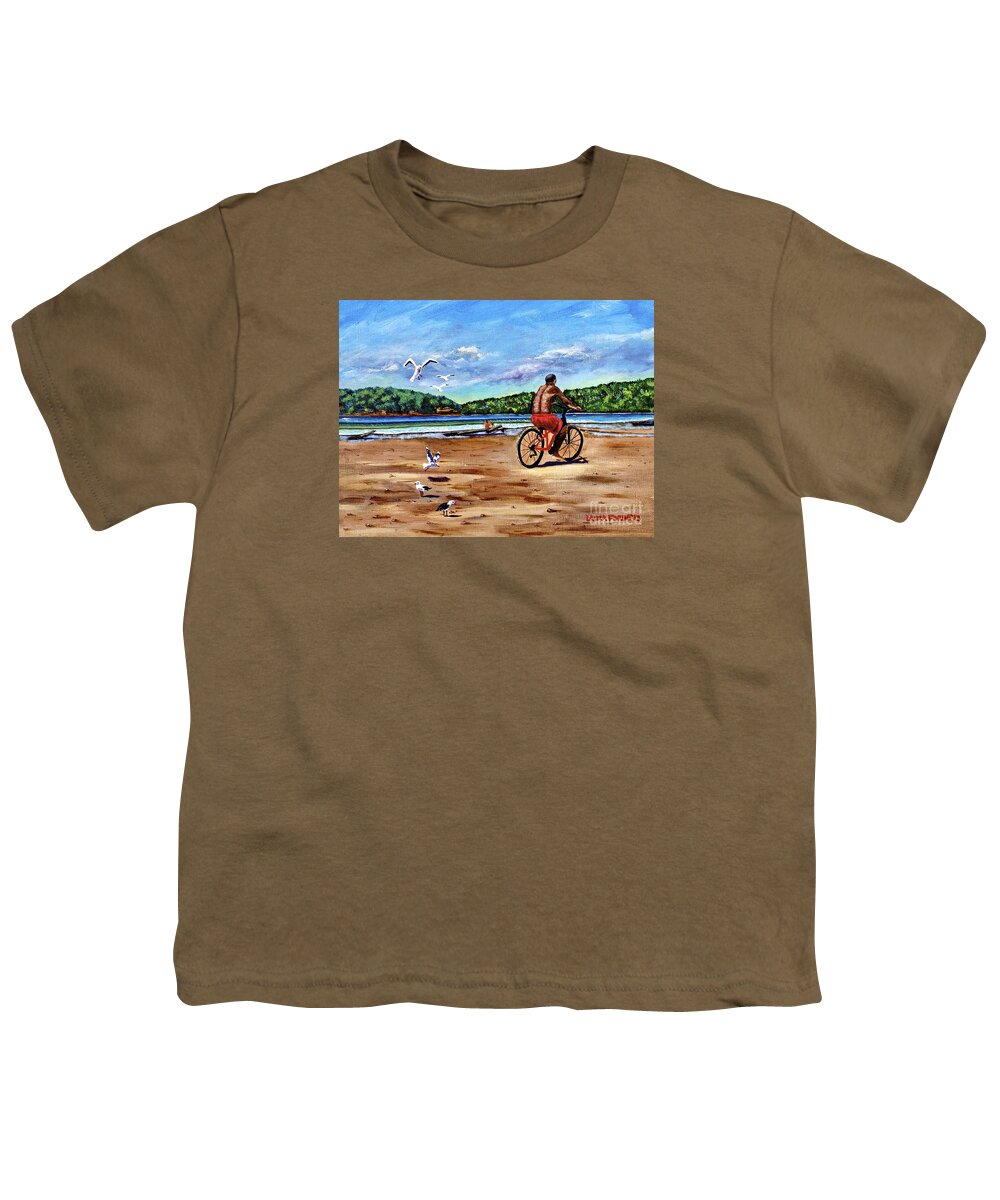 Seascape Youth T-Shirt featuring the painting Taking a Ride by Laura Forde