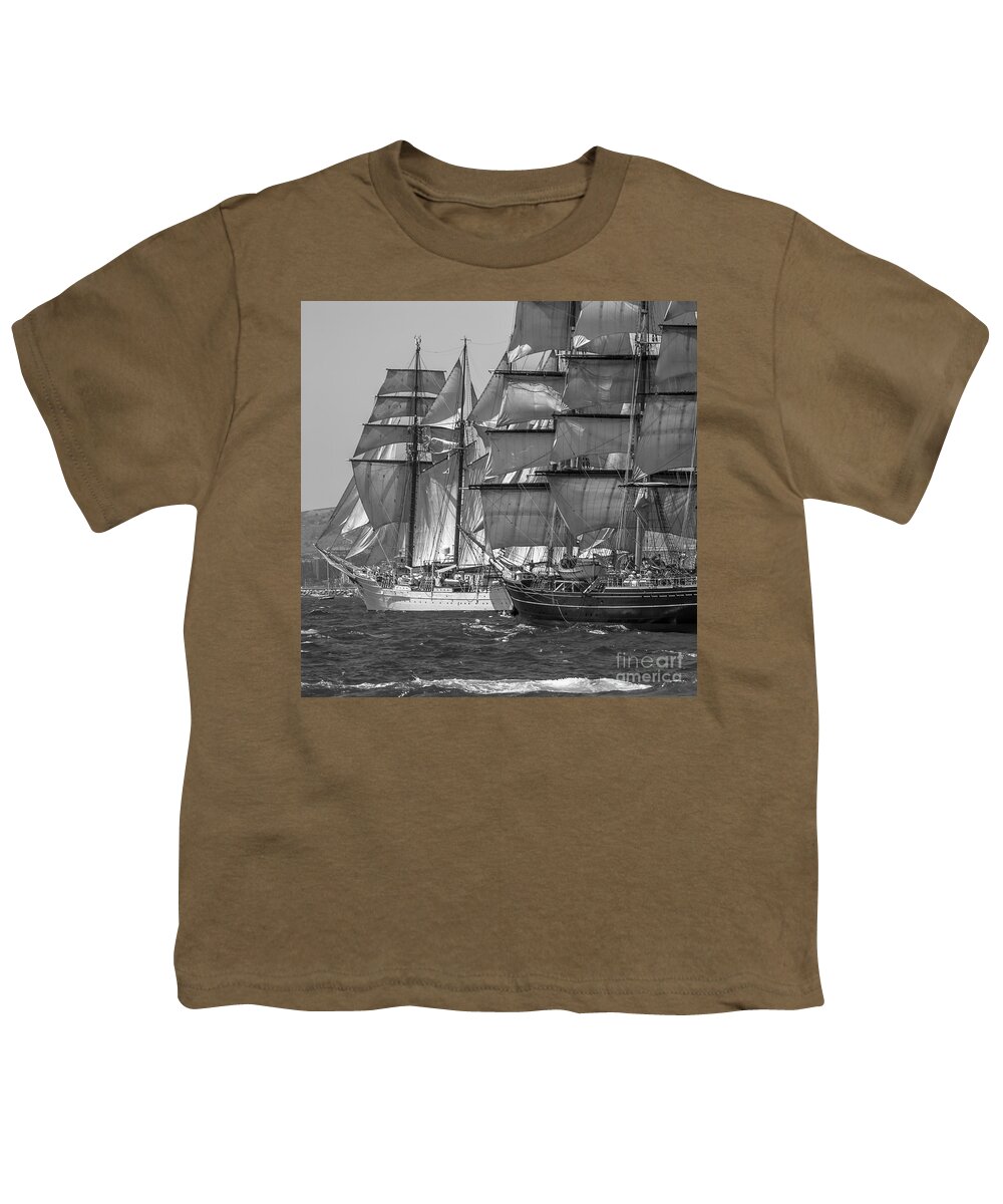 Tall Ships Youth T-Shirt featuring the photograph Tall Ship Stad Amsterdam and Elcano by Pablo Avanzini