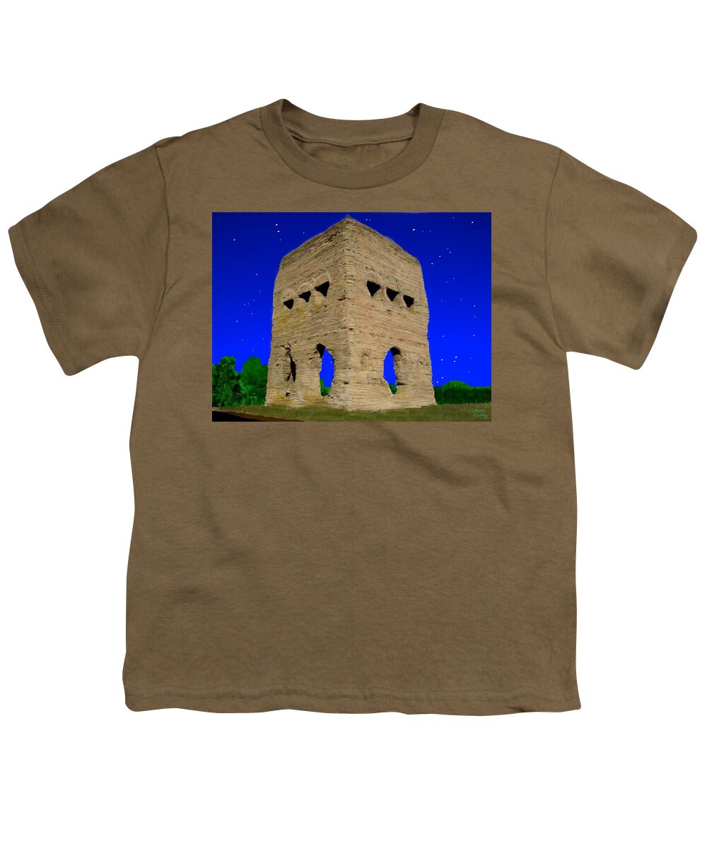 Temple Youth T-Shirt featuring the painting Temple Janus France by Bruce Nutting