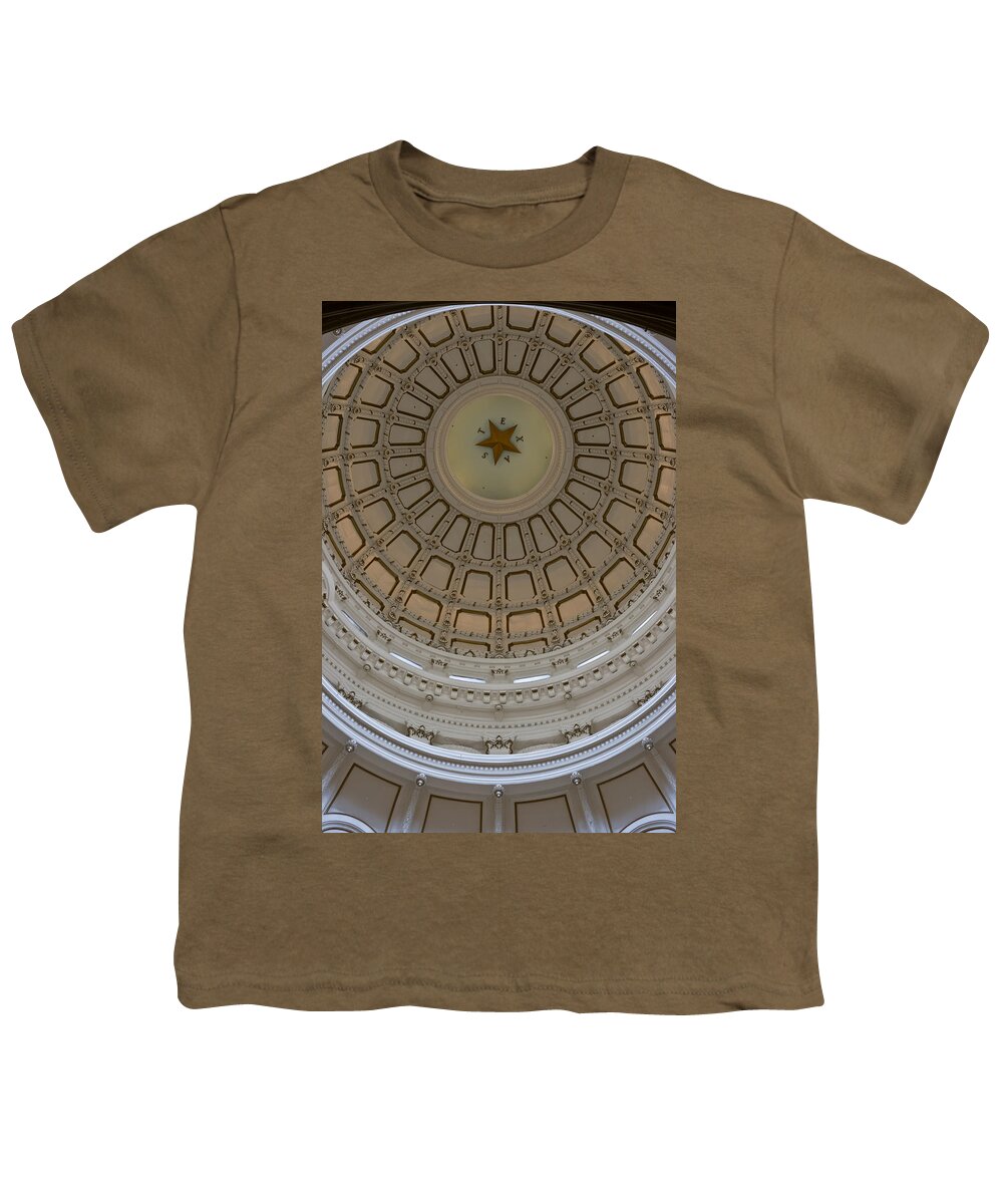 America Youth T-Shirt featuring the photograph Texas Capitol in White and Gold by Ed Gleichman