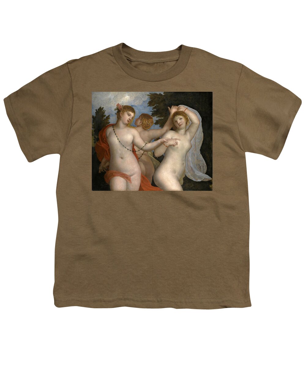 Alessandro Varotari Youth T-Shirt featuring the painting The Three Graces by Alessandro Varotari