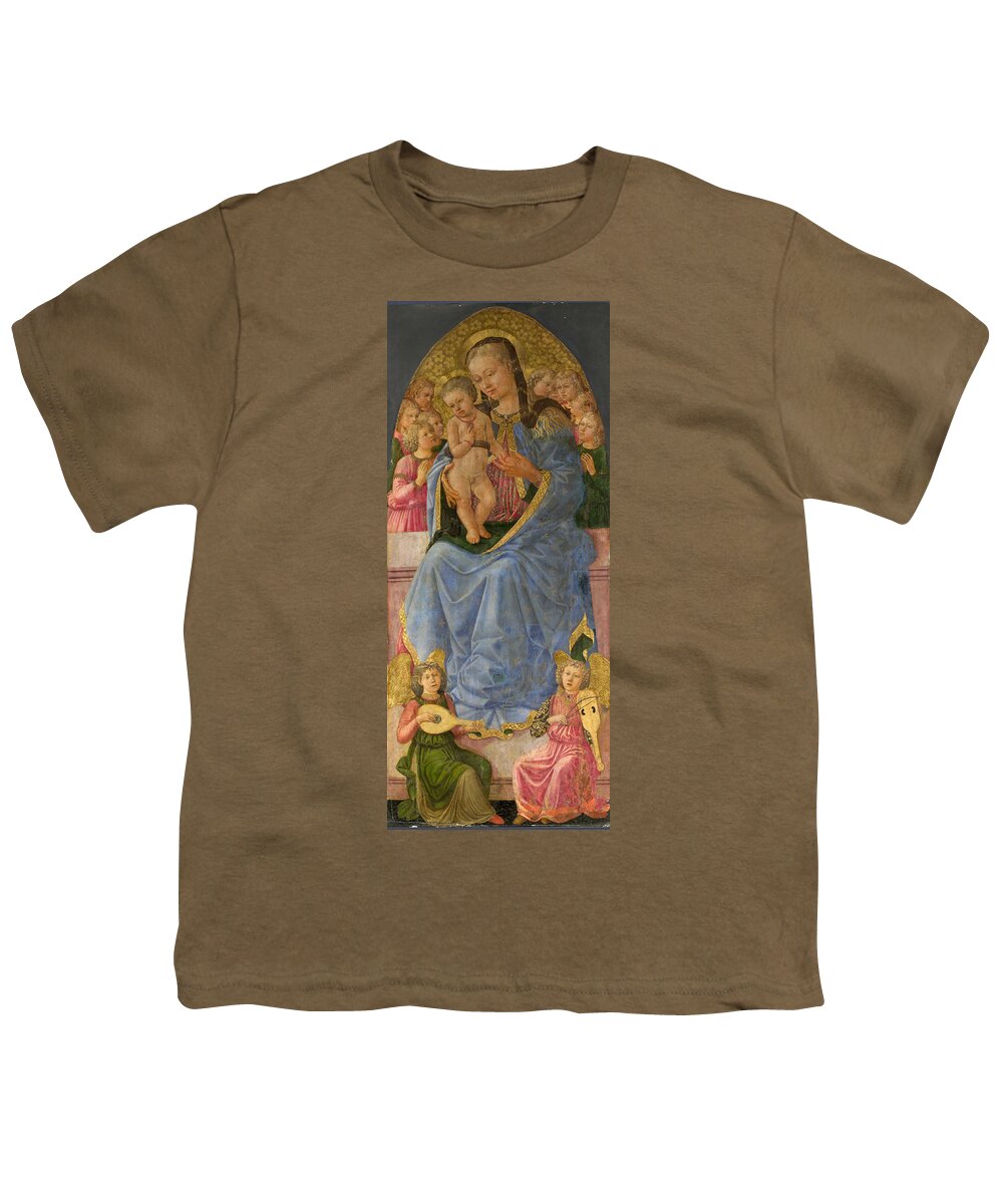 Zanobi Machiavelli Youth T-Shirt featuring the painting The Virgin and Child by Zanobi Machiavelli